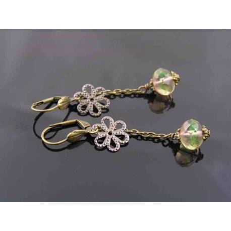 Czech Crystal Filigree Flower Earrings