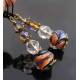 Orange and Blue Murano Style Czech Glass Bead Earrings