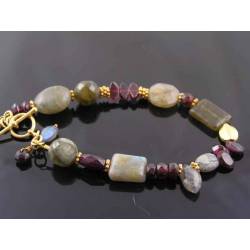 Labradorite and Garnet Bracelet, Vermeil