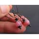 Pink and Black Czech Glass Bead Earrings