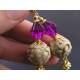 Ornate Gold and Purple Lucite Earrings with New Vintage Beads