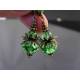 Bright Green Crystal Earrings with Wire Wrapped Ear Wires