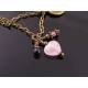 Heart Charm with Rose Quartz Heart, Amethyst and Mystic Pink Topaz Necklace