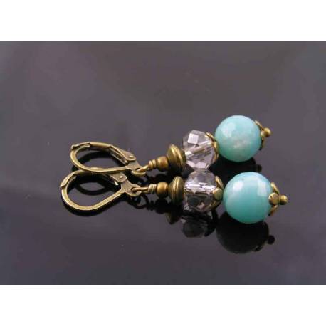 Amazonite and Crystal Earrings