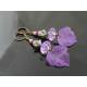 Purple Beaded Earrings with Czech Beads and Lucite Leaf