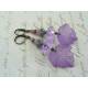 Purple Beaded Earrings with Czech Beads and Lucite Leaf