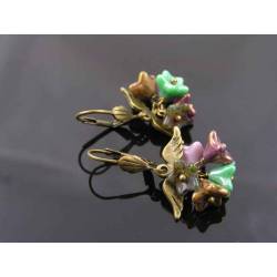 Angel Wings and Czech Flower Earrings