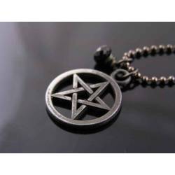 Dark Pentagram and Black Spinel Necklace, Black Necklace