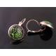 Dramatic Green Snake Skin Cabochon Rose Gold Earrings