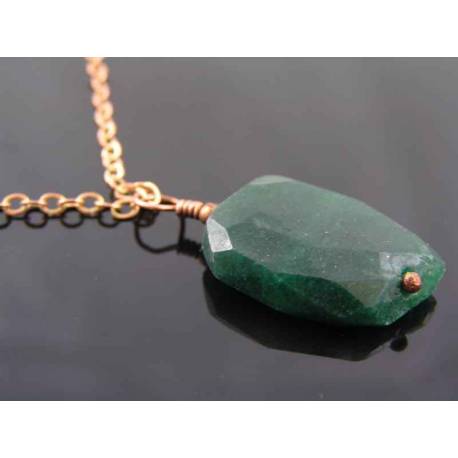 Faceted Green Aventurine Nugget Necklace