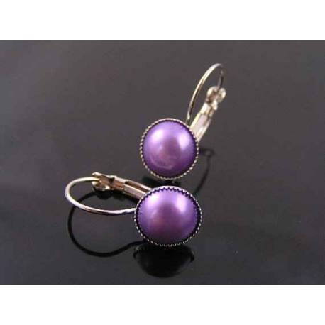 Small Purple Pearl Earrings