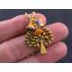 Cute Tree of Life Necklace with Czech Flower Beads, Gold
