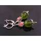 Faceted Olive and Pink Czech Bead Earrings