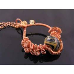 Wire Wrapped Handmade Pendant with Handmade Lampwork Bead