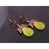 Olive Quartz, Copper Wings Earrings