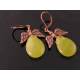 Olive Quartz, Copper Wings Earrings