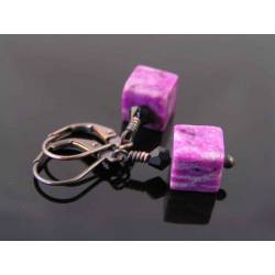 Cute Purple Jasper Block Earrings