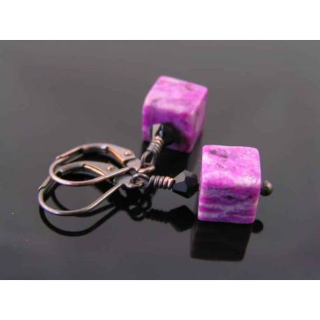 Cute Purple Sugilite Jasper Block Earrings