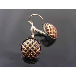 Vintage Red and Gold Cabochon Sleeper Earrings