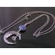 Crescent Moon Necklace with Pink Amethyst and Ice Quartz