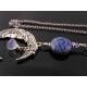 Crescent Moon Necklace with Pink Amethyst and Ice Quartz