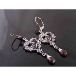 Garnet Rose Chandelier Earrings