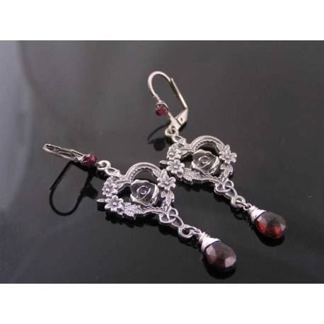 Garnet Rose Earrings