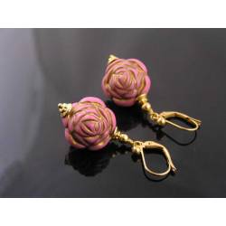Vintage Pink Rose Earrings