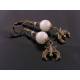 Grey Moonstone Earrings with Bat Charms
