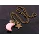 Pink Moon Necklace with Star Charms and Aventurine Stars
