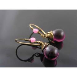 Amethyst Czech Glass Teardrop Earrings
