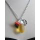 Charm Necklace with Large Czech Glass Honey Drop, Iolite and Bee