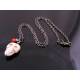 Carved Howlite Skull Necklace, Halloween Necklace