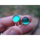 Rose Gold Sleeper Earrings, Teal