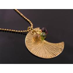 Crescent Moon Necklace with Garnet, Peridot and Citrine