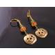 Carnelian and Peridot Earrings Pumpkin Charm - Halloween Earrings
