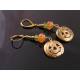 Carnelian and Peridot Earrings Pumpkin Charm - Halloween Earrings