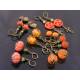Carnelian and Peridot Earrings Pumpkin Charm - Halloween Earrings