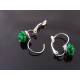 Green Flower Earrings, Stainless Steel 