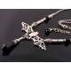 Bat Necklace with Black Crystal Drop
