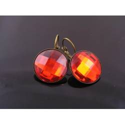 Red Cabochon Sleeper Earrings