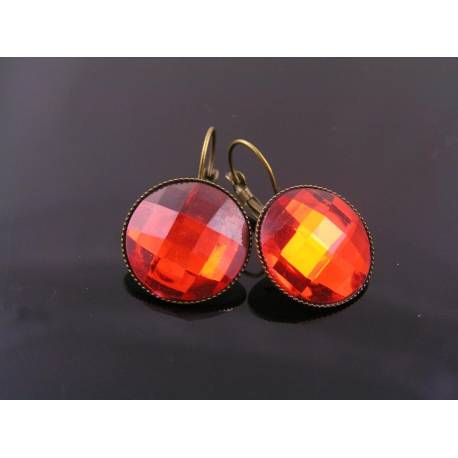 Red Cabochon Sleeper Earrings