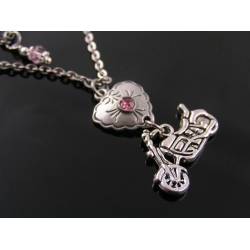 Motorbike Charm and Heart Necklace, Customisable