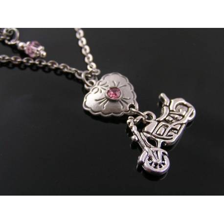 Motorbike Charm and Heart Necklace, Customisable