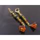 Beaded Earrings in Green and Brown, Czech Glass