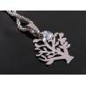 Tree of Life Necklace with Blue Topaz, Stainless Steel