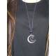 Large Crescent Moon Necklace with Amethyst Star Charm