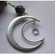 Large Crescent Moon Necklace with Amethyst Star Charm
