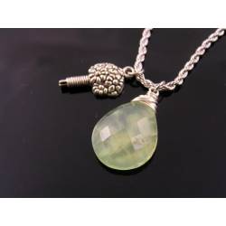 Prehnite Necklace with Flower Charm