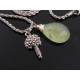 Prehnite Necklace with Flower Charm